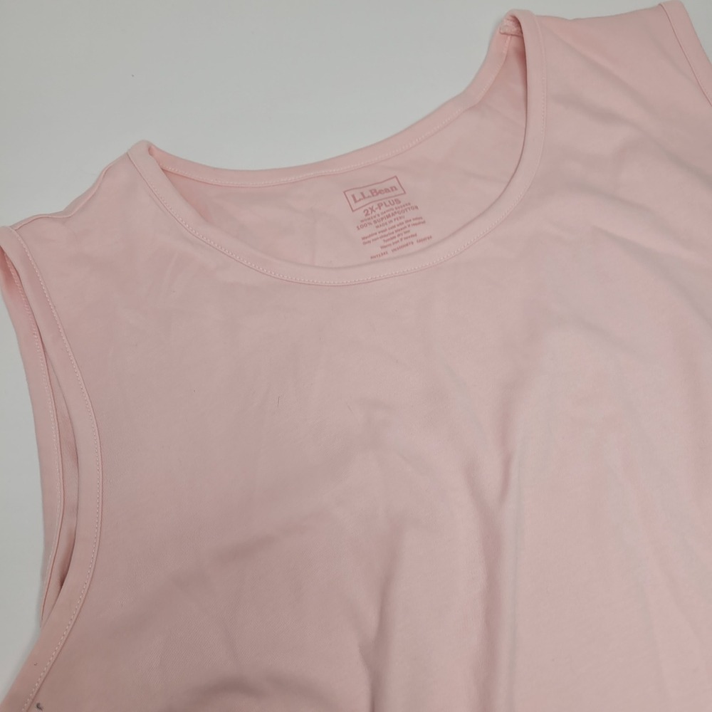 L.L. Bean Tank Top Women 2X Plus Pink Supima Cotton Scoop Neck‎ Sleeveless